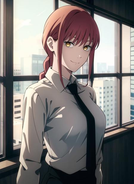 3978521283-3752379595-csm anime style,  makima _(chainsaw man_), 1girl, solo, necktie, smile, braid, looking at viewer, shirt, black necktie, ringed e.png